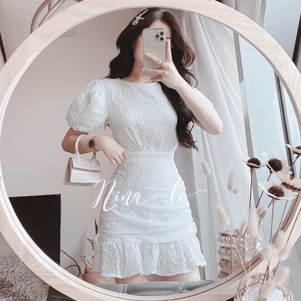 Đầm dự tiệc kim sa chất vải dày dặn có quần H.H.P