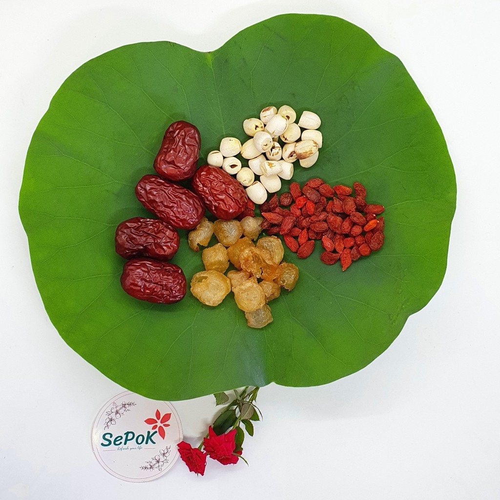 Combo: Táo Đỏ + Long Nhãn + Hạt Sen + Kỷ Tử Mỗi Loại 100g SePok