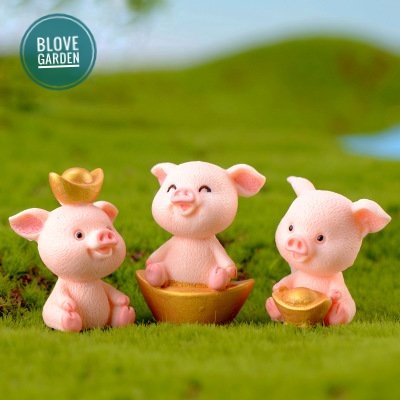 Lợn vàng phong thủy trang trí tiểu cảnh, nhà cửa, bánh kem, topper cake , heo vàng trang trí bánh