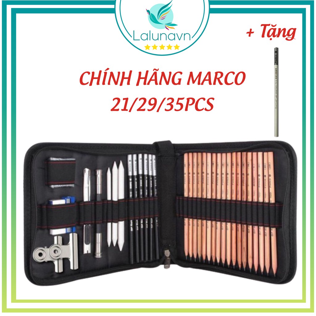  Lalunavn Bộ dụng cụ vẽ truyền thần+Tặng 1 bút chì Marco vẽ phác thảo,chân dung - B48