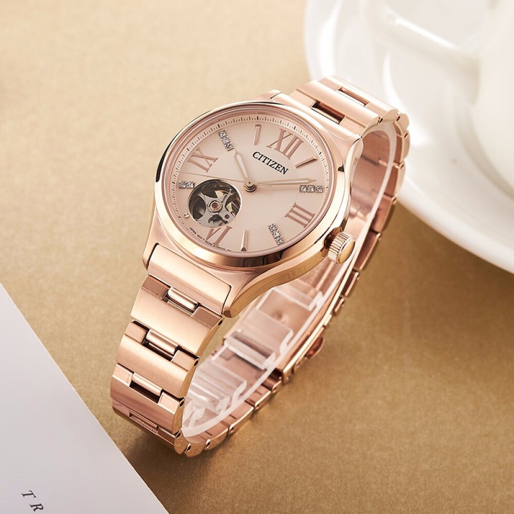 Đồng Hồ Nữ Citizen Đính Đá Swarovski Dây Thép Không Gỉ PC1003-58X - Mặt Vàng Hồng (Sapphire)