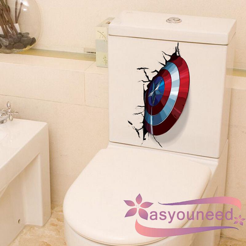 Sticker đội trưởng Mỹ siêu anh hùng dán trang trí toilet