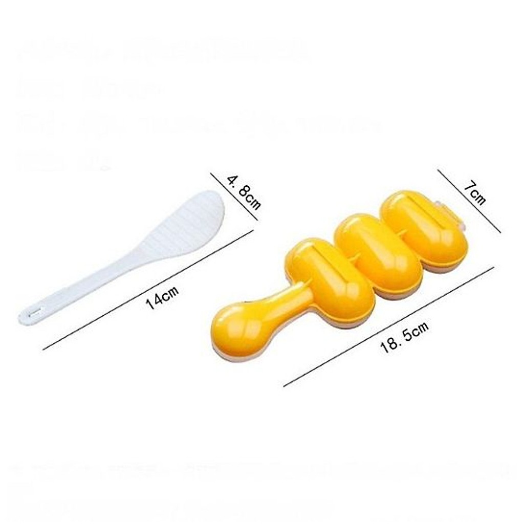 Khuôn Lắc Cơm Bento Tạo Hình Tròn 3 Viên - Kèm Thìa