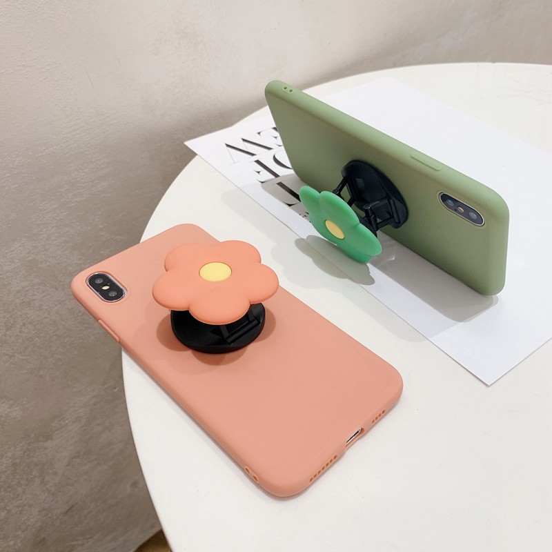 Ốp lưng Redmi Note 9 9S 9T 9A 9C 8 8A 7 7A 6 5 4 4X POCO M3 X3 NFC Xiaomi MI 10T Pro Candy Solid Color Soft TPU Case Cover+Flower Holder