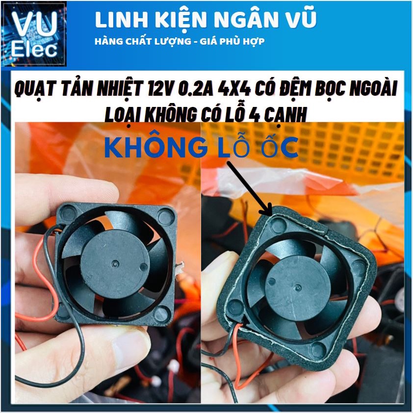 Quạt tản nhiệt 12V 0.2A 4x4x2CM có vỏ đệm bọc ngoài ( hàng tháo tủ )