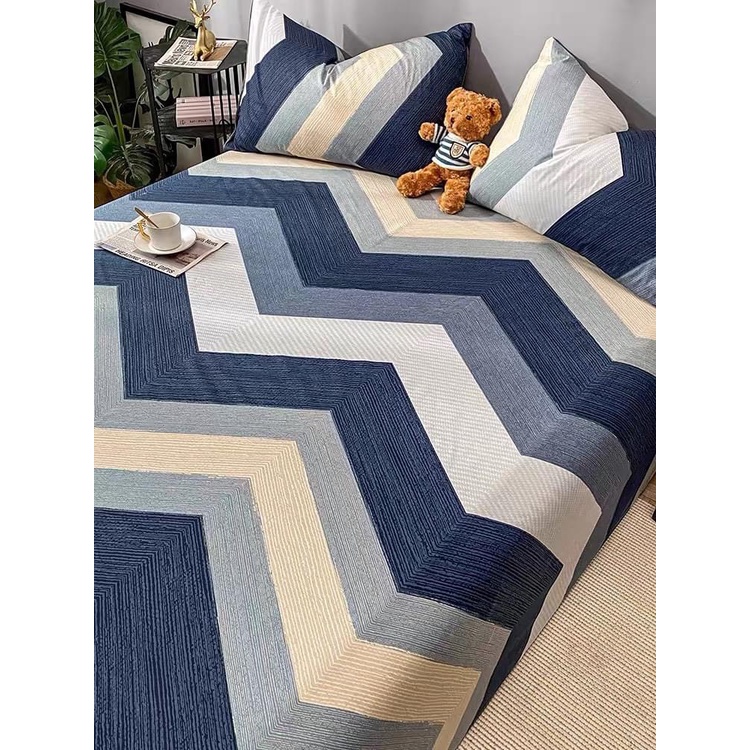 Bộ ga giường và vỏ gối cotton living, ga gối cotton 100% bền đẹp nhiều màu