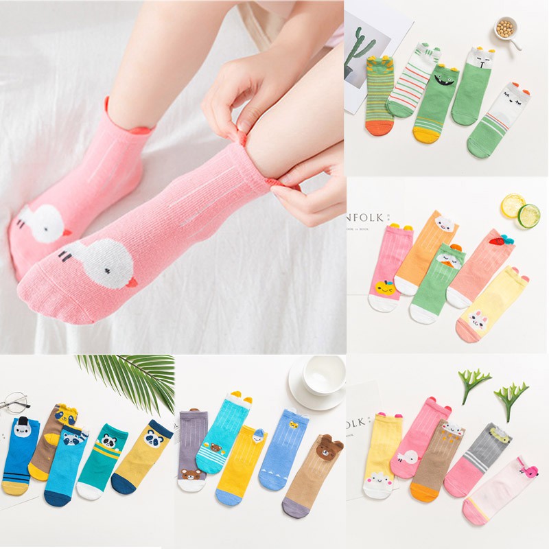 Set 5 đôi vớ cotton in hoạt hình thời trang cho bé trai gái