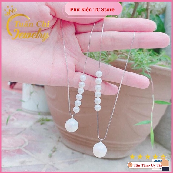 Dây Chuyền Bạc ⚡GIẢM 50%⚡ Vòng Cổ Bạc Nữ Kết Hợp Ngọc Trai Nhân Tạo Kiểu Dáng Độc Lạ, Quyến Rũ