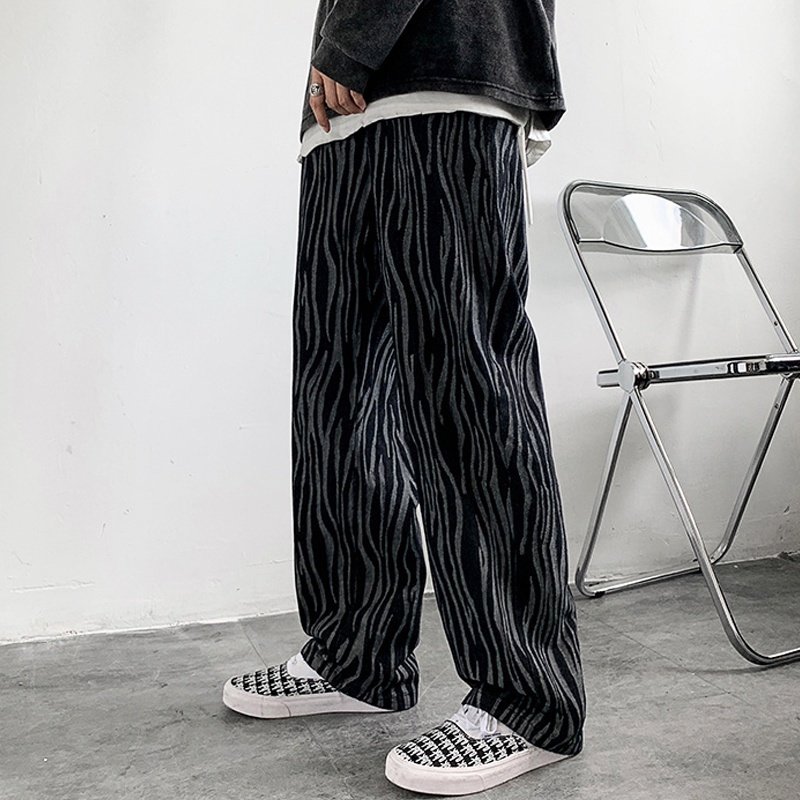 Quần baggy ống rộng họa tiết ngựa vằn phong cách hip hop thời trang cho nam