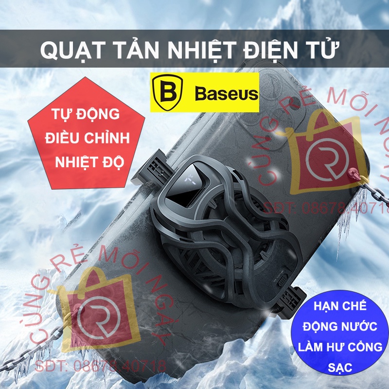 Quạt tản nhiệt điện thoại BASEUS - Quạt tản nhiệt sò lạnh bán dẫn, tự điều chỉnh nhiệt độ không bị đọng nước giúp bảo vệ