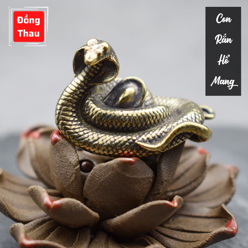 Tượng Đồng Phong Thủy Hình Con Rắn Hổ Mang Trang Trí Thu Hút Vận May