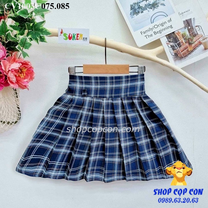 Chân váy caro xếp ly - nhiều màu - cho bé gái từ 18kg đến 35kg