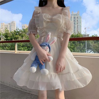 [Có Ảnh Thật - Order Hàng Loại 1] (L3) Váy đầm Lolita trễ vai mùa hè loại đẹp màu kem