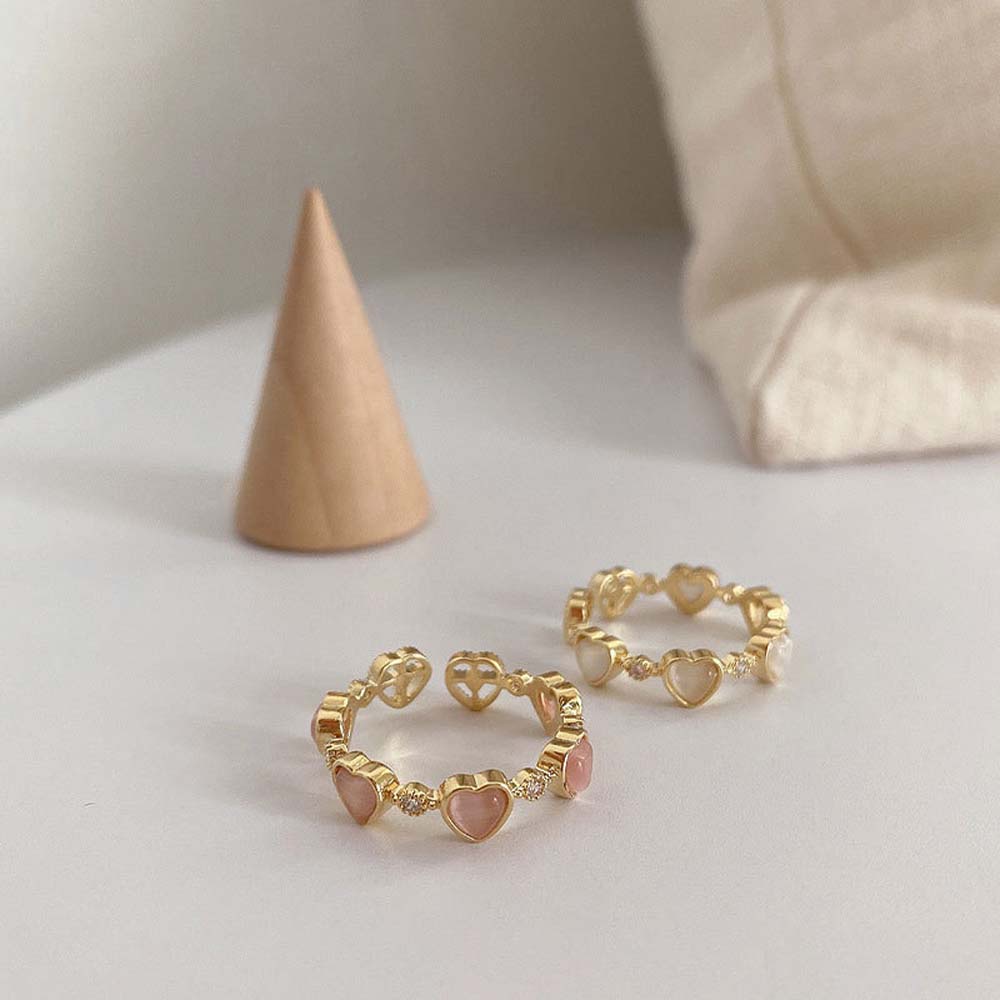 Nhẫn hở đính đá Zircon hình trái tim phong cách Hàn Quốc đơn giản xinh xắn cho nữ