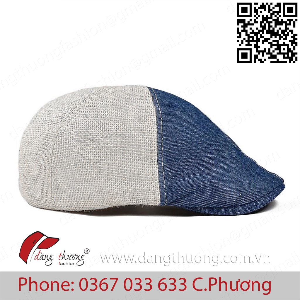 Mũ nón nồi nam bere beret Jeans Denim phối vải bố phong cách cho nam mùa hè thoáng mát