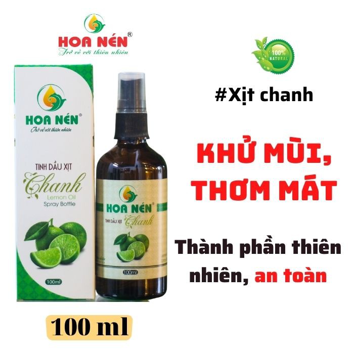 Chai xịt Tinh dầu Chanh 100ml - Hoa Nén - Hương thơm mát, khử mùi, ẩm mốc, đuổi muỗi, côn trùng