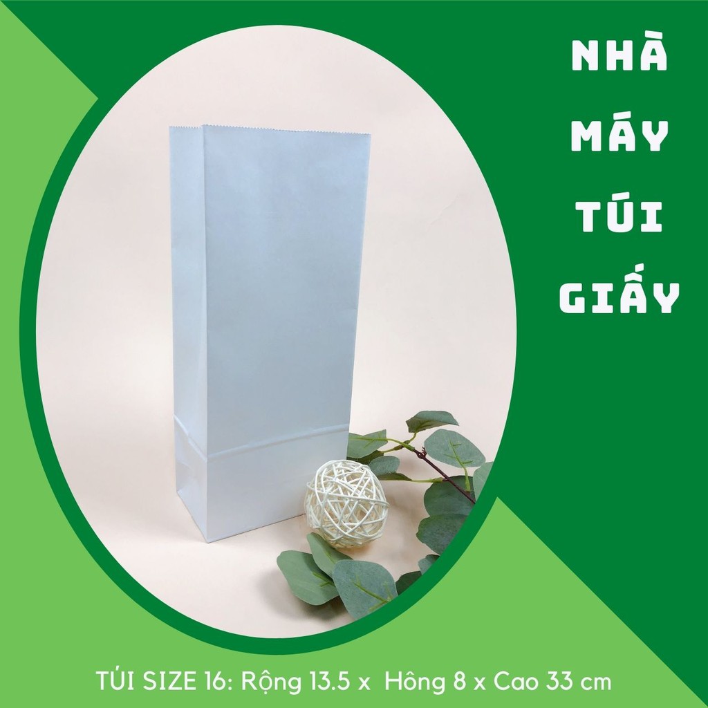 500 CHIẾC TÚI GIẤY KRAFT SIZE 16: 13.5x8x33 MÀU TRẮNG KHÔNG QUAI ( ẢNH THẬT)