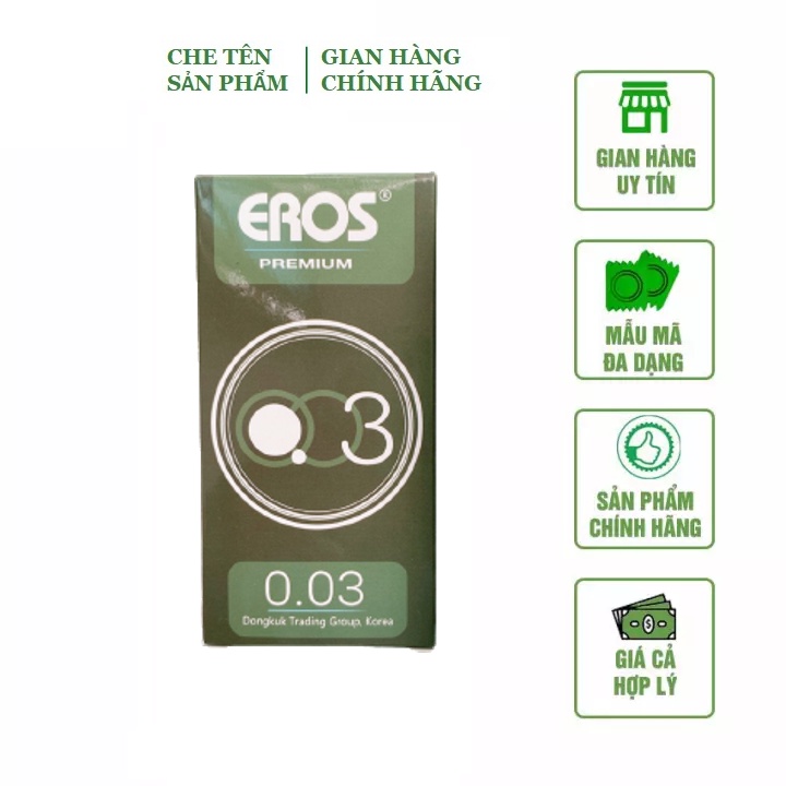 Bao cao su siêu mỏng Eros siêu mỏng 0.03mm - hộp 10 chiếc