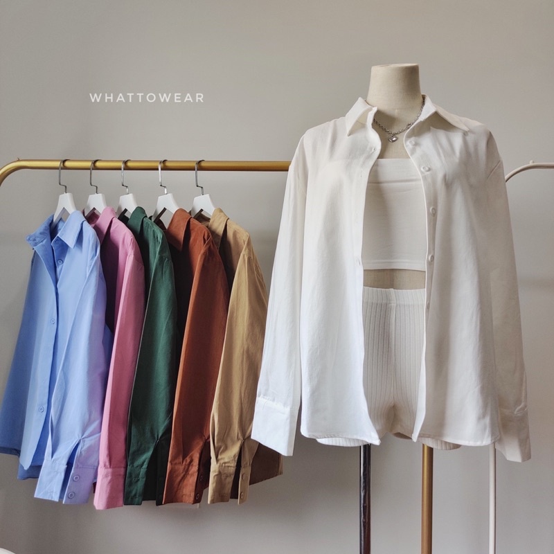 Áo sơ mi oversize chất kaki unisex