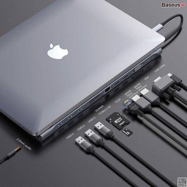 Hub adapter đa năng 11 in 1 Baseus Enjoyment Series Type C LV502 cho Laptop/ Macbook