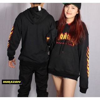 Áo Khoác Nỉ, Áo Hoodie Nữ Phối Lửa Cá Tính Phong Cách WAK 04 (Đen)