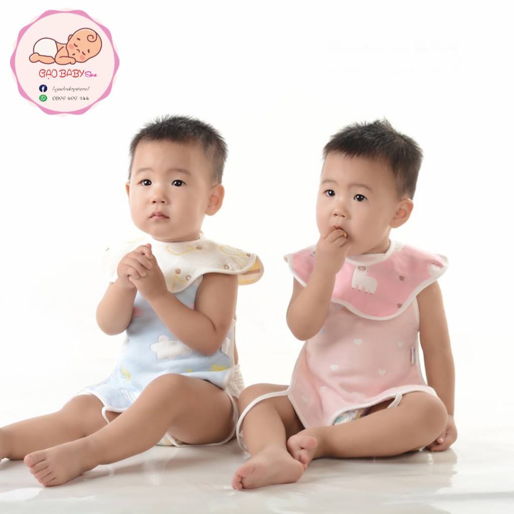 Yếm sơ sinh xô hoa Organic Cotton