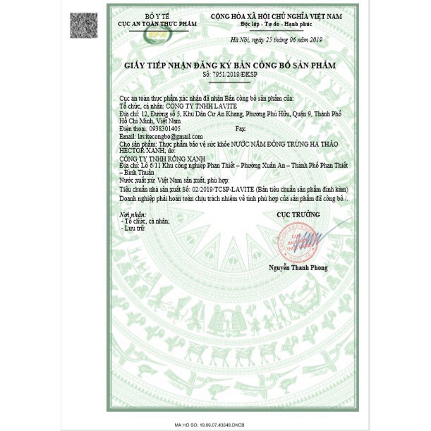 Đông Trùng Hạ Thảo Hector Sâm (DÙNG THỬ) 01 Chai