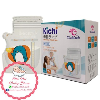 Túi trữ sữa Kichilachi 250ml, Túi đựng sữa mẹ an toàn cho bé, 2 khóa Ziper, Có vòi rót (Hộp 50 Túi)