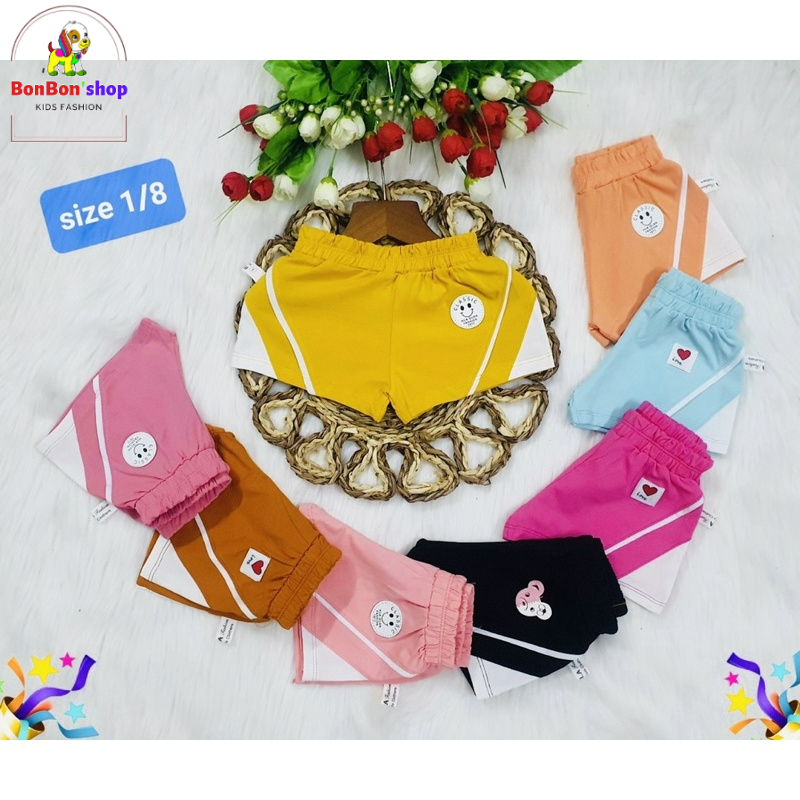 quần thun bé gái 19kg, quần đùi cotton hàng xuất khẩu cho bé gái, dáng thể thao- QTN02