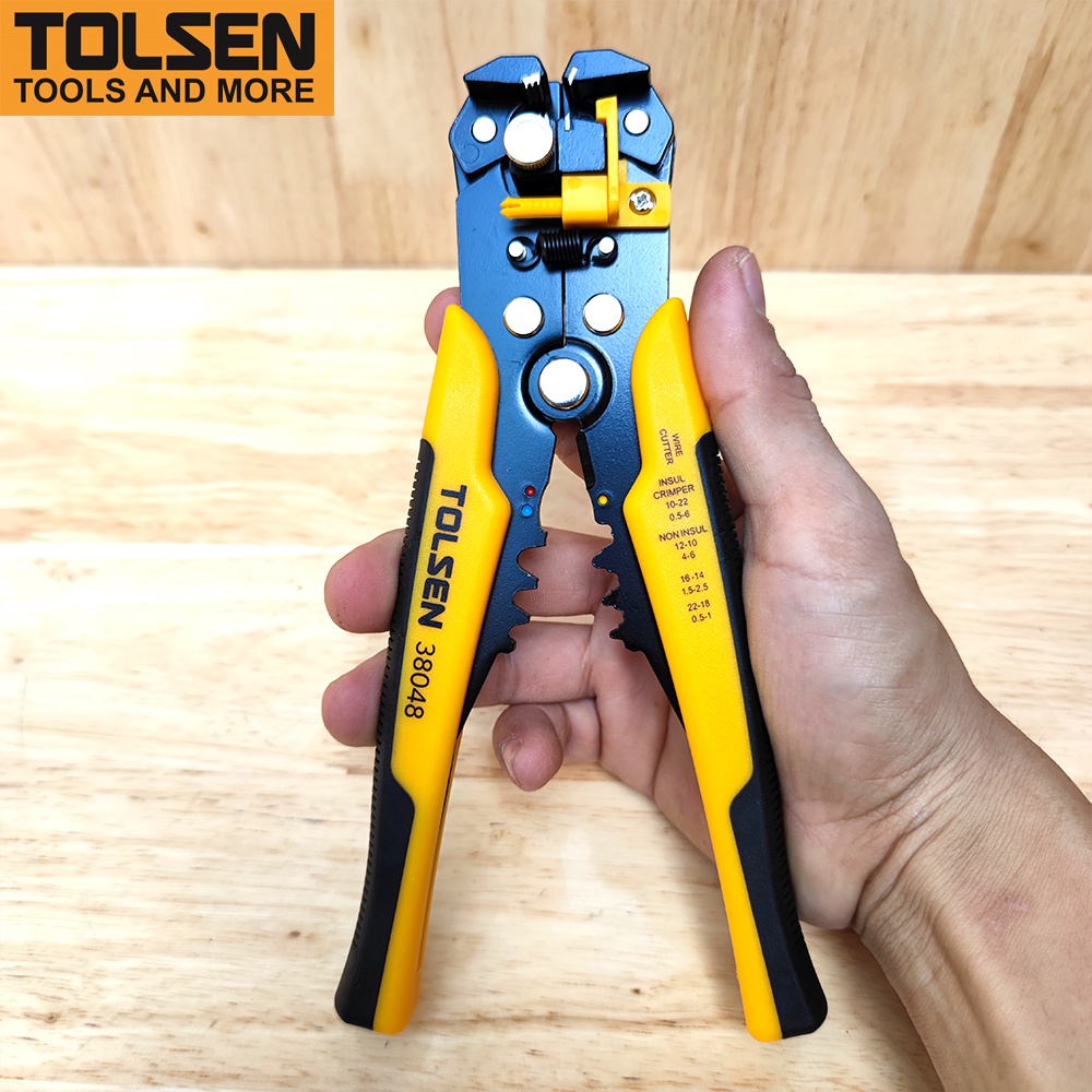 Kìm tuốt dây điện TOLSEN 38048 đen vàng