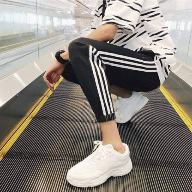 Quần 3 sọc line suông nam nữ bigsize