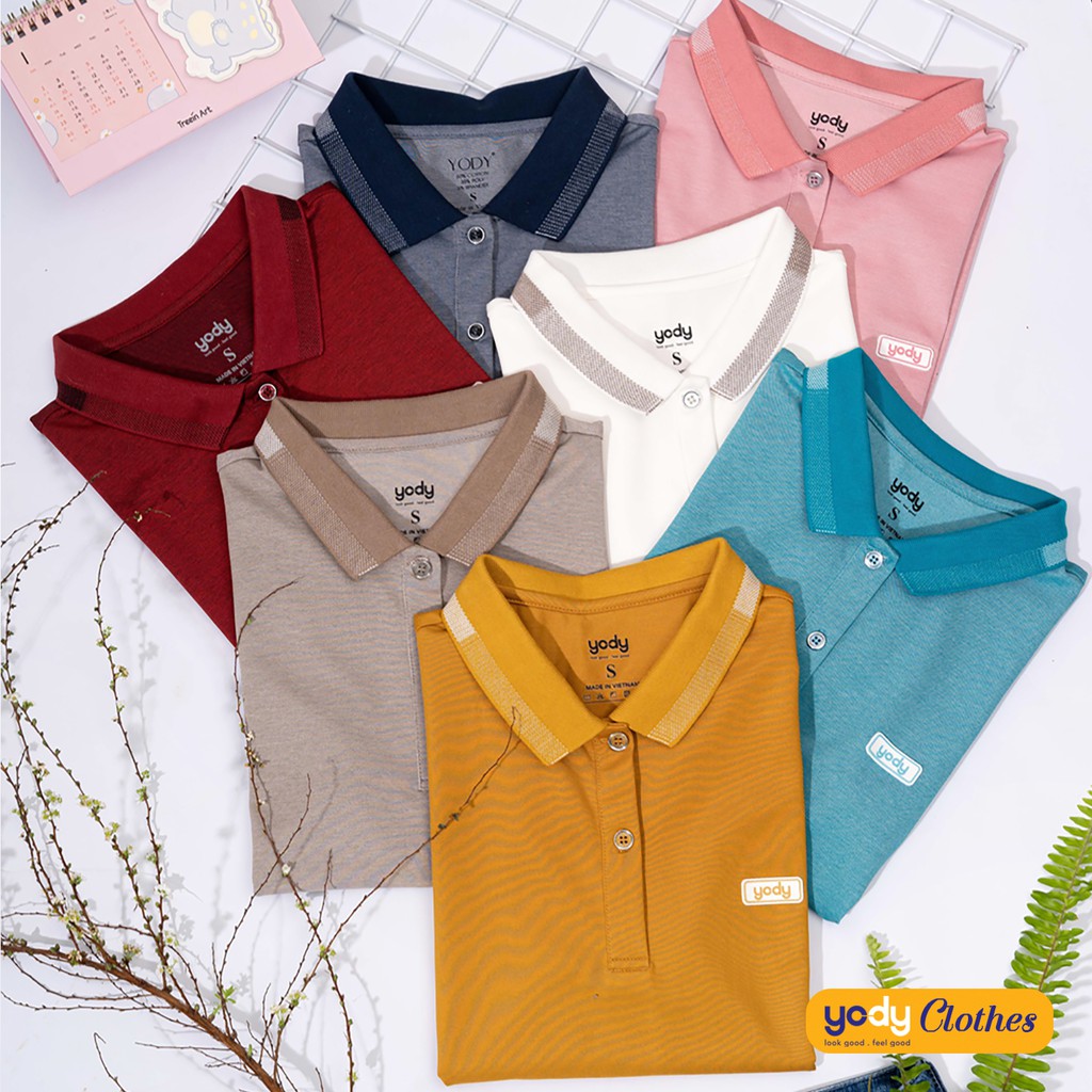 Áo thun polo nữ YODY mắt chim ngắn tay thấm hút tốt, dáng công sở nhiều màu APN3340