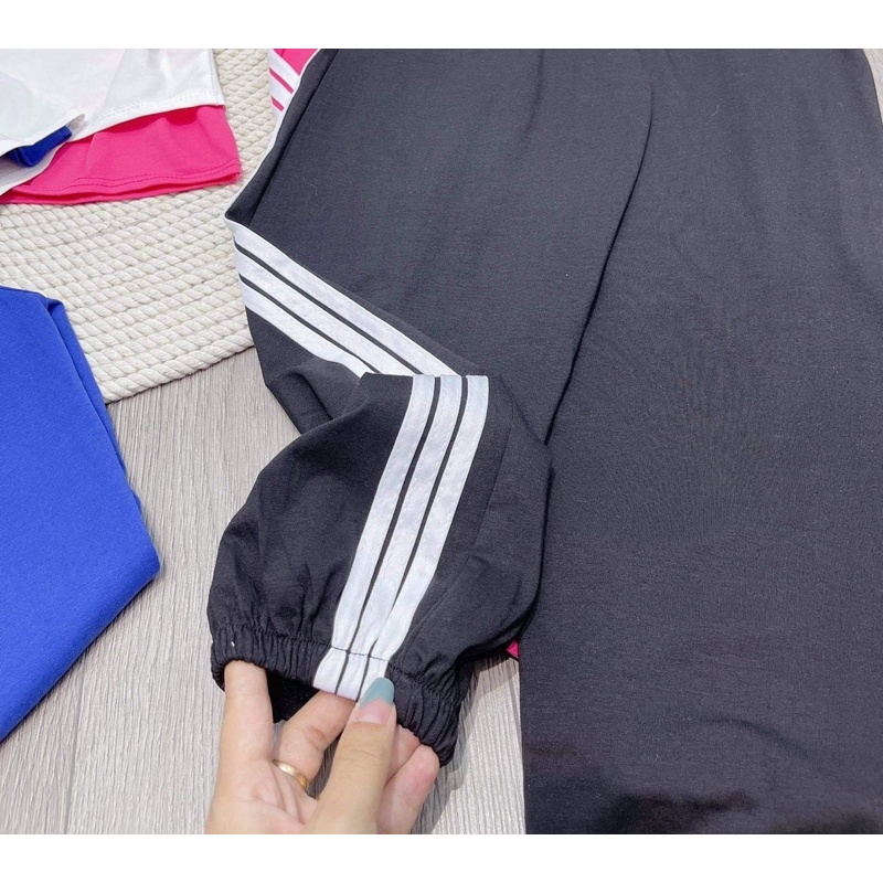 Set bộ thể thao áo croptop phối màu quần bom chạy sọc viền cực cá tính | BigBuy360 - bigbuy360.vn