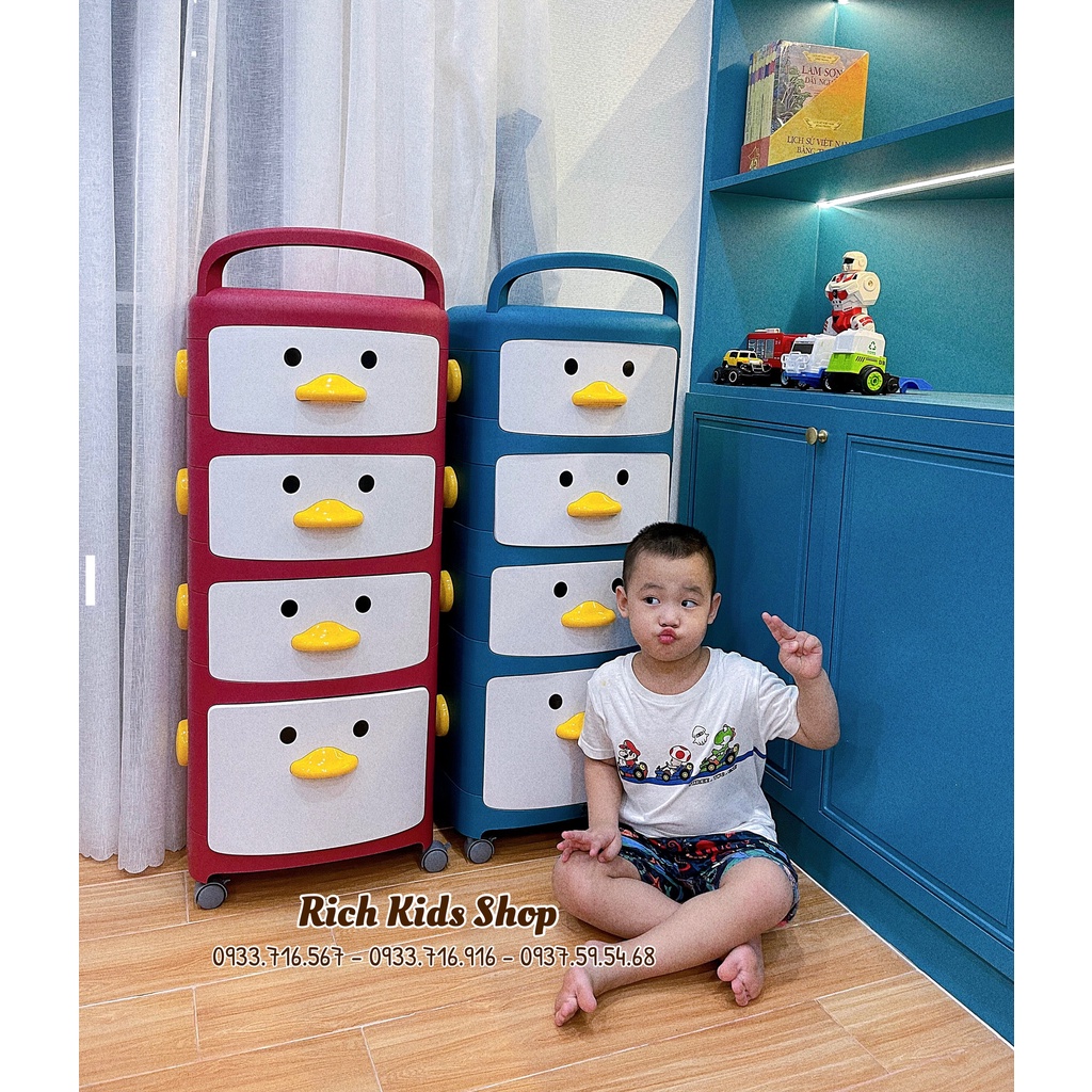 | Hàng có sẵn | Tủ nhựa đa tầng hình vịt đựng đồ cho mẹ và bé trong phòng dễ thương nhiều ngăn Primo