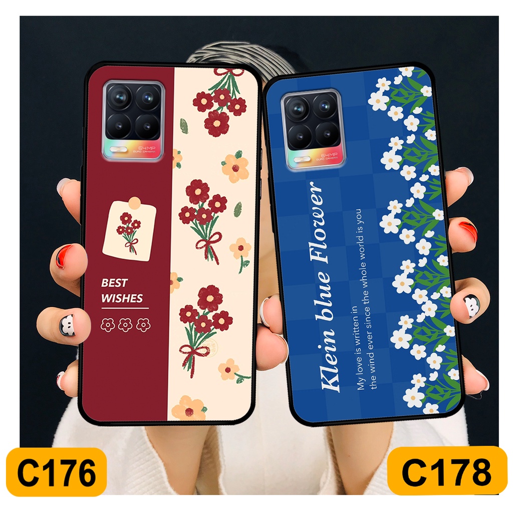 Ốp Realme 8 in hình hoa cỏ nhẹ nhàng,họa tiết caro xinh xắn.ốp lưng chống sốc