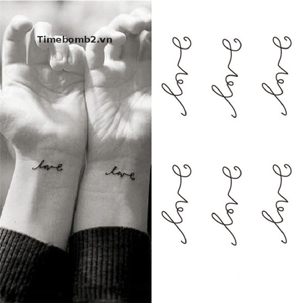 Bộ 2 Hình Xăm Dán Tạm Thời Họa Tiết Chữ Love
