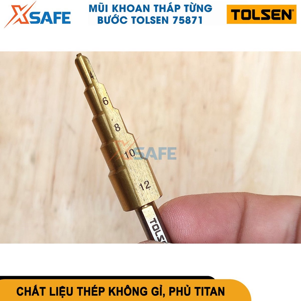 Mũi khoan bước Tolsen HSS kích thước 4-12*2mm đến 4-32*2mm, được chế tạo từ thép gió HSS (High Speed Steel)[CHÍNH HÃNG]