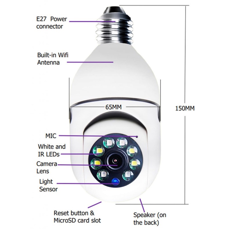 Camera wifi bóng đèn Yoosee đàm thoại 2 chiều có màu ban đêm ptz xoay | BigBuy360 - bigbuy360.vn