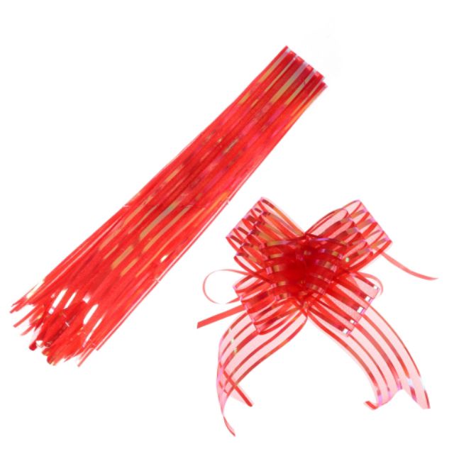 Nơ rút voan kẻ 5cm. 1 túi 10 cái