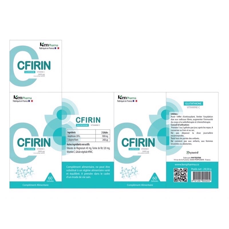 Cfirin Pháp lọ 60 viên - dưỡng trắng,làm đẹp da,giảm sạm,nám,tàn nhang