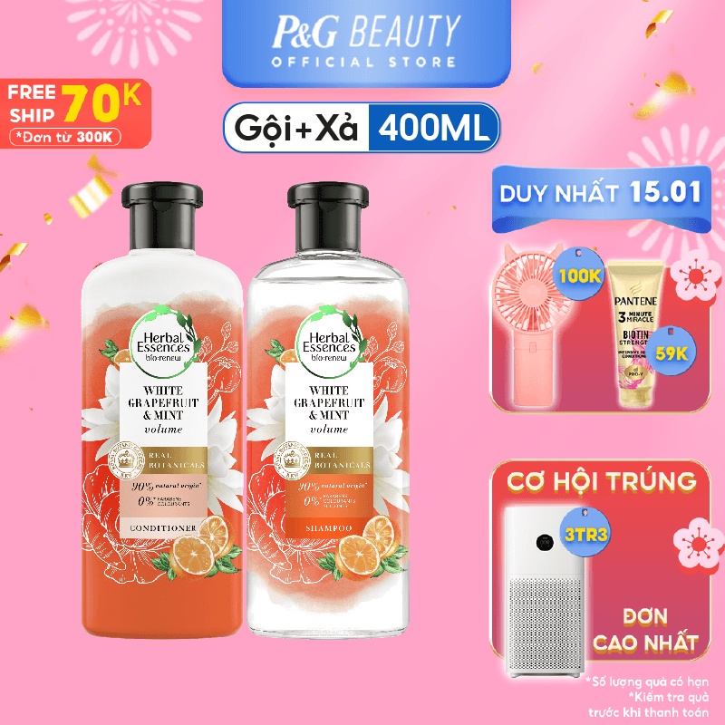 Bộ Gội Xả Herbal Essences Bưởi và Bạc Hà 400ml/ chai