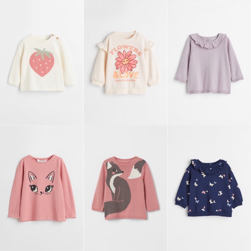 Áo len/ áo nỉ H&M siêu mịn, nhiều màu sắc cho bé gái