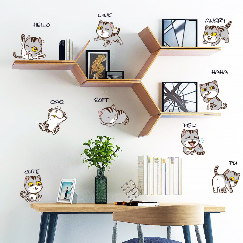 Decal dán tường mèo xinh đáng yêu