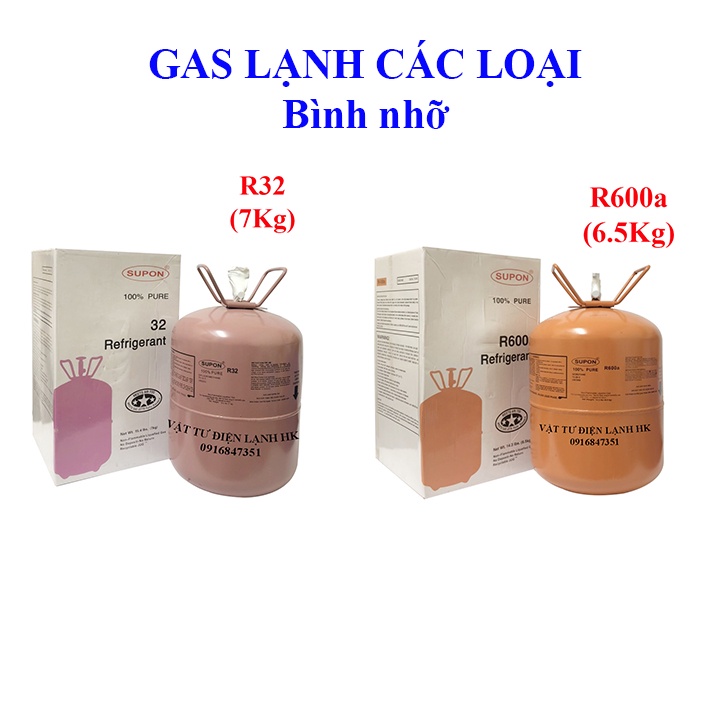 Gas lạnh - Môi chất lạnh các loại bình nhỡ R32 R600a - Ga 32 600 điều hòa tủ lạnh