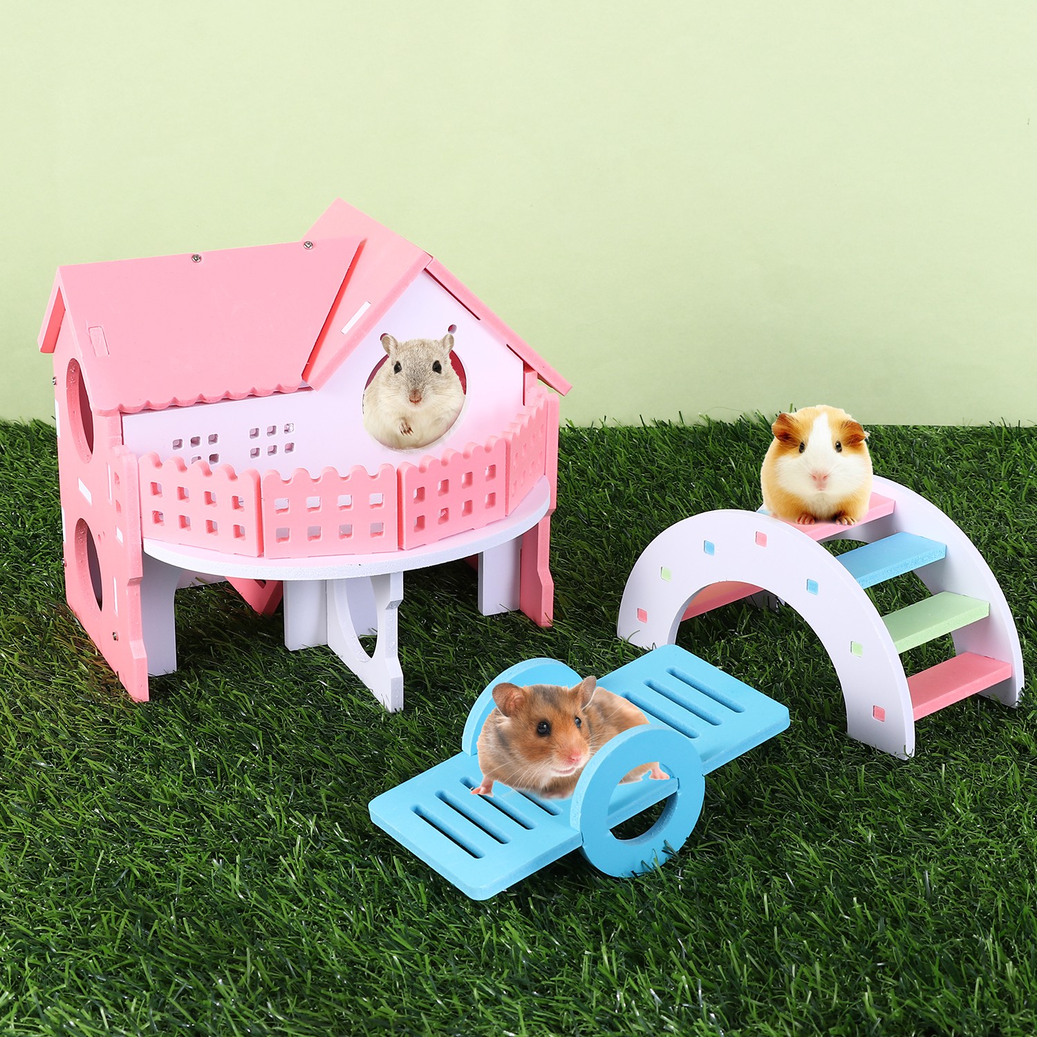 Bộ Đồ Chơi Cầu Gỗ Tập Thể Dục Cho Chuột Hamster