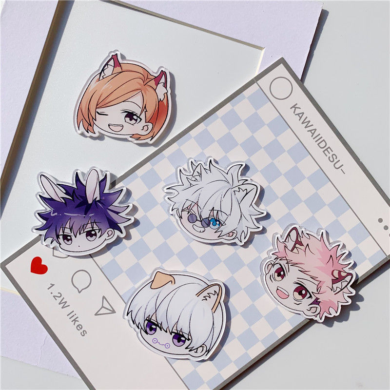 Ghim Cài Áo Bằng Acrylic Hình Hoạt Hình Jujutsu Kaisen Satoru Itadori Yuji Fushiguro