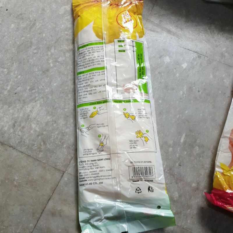Găng tay cao su size M chiều dài 35cm - Găng tay Đông NAM LONG, găng tay cao su rửa bát, lao động tiện dụng