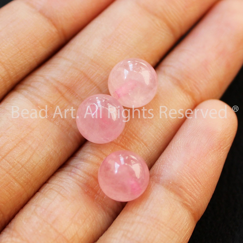 Đá T.A Hồng Madagascar (Pink Quartz) 8MM,Trang Sức Phong Thuỷ, Chuỗi Hạt, Mệnh Hoả, Thổ S42 - Bead Art