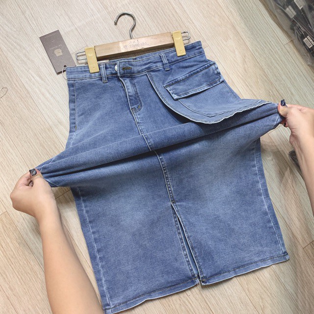 [ORDER] (HÌNH THẬT) Chân váy jeans midi dáng dài váy jean có túi