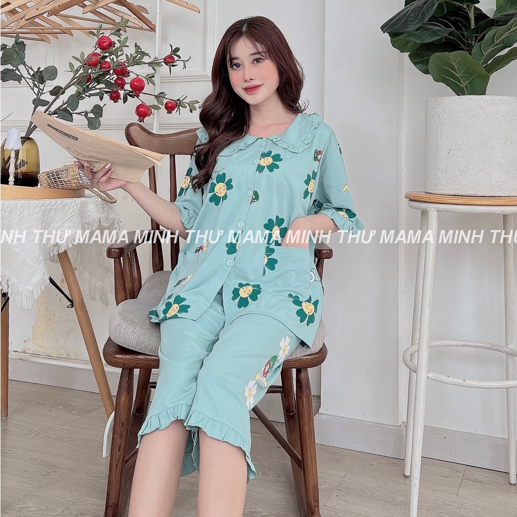 Bộ bầu - bộ sau sinh - chất liệu cotton - kiểu mới thời trang ( lá sen bông COOL lửng )